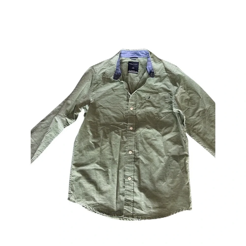 Boys size L 14/16 Nautica  long sleeve collared button‎ up shirt EUC!